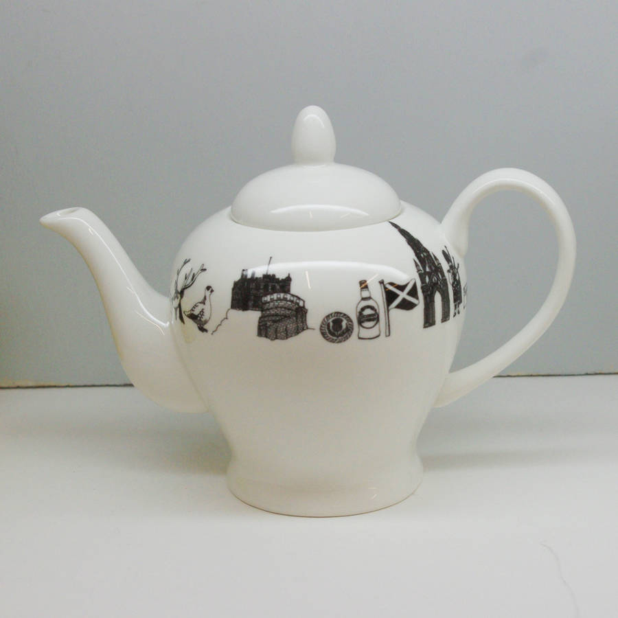 illustrated two cup scotland teapot by martha mitchell design