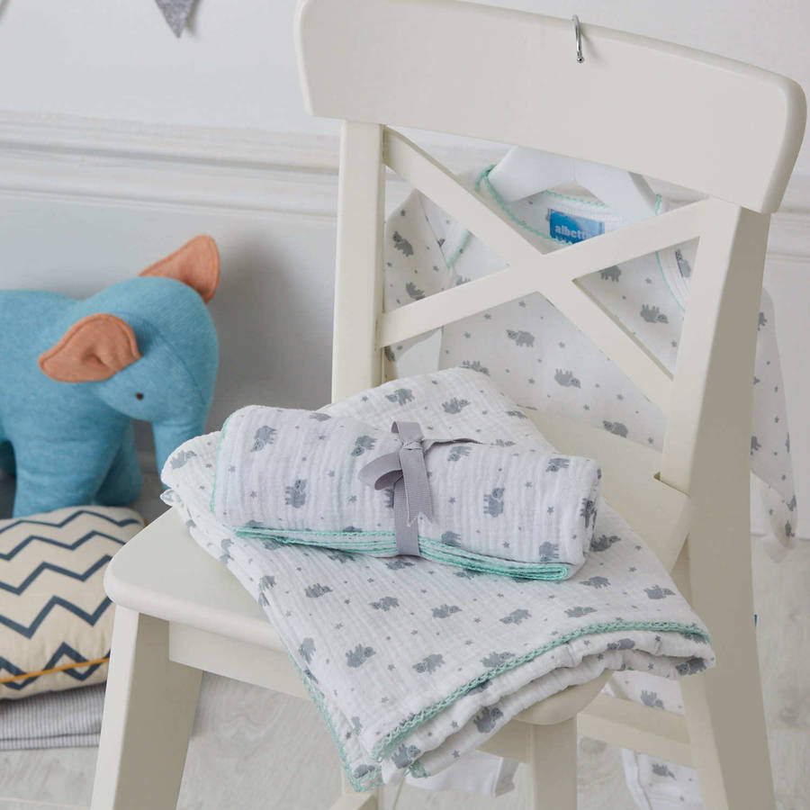 little lamb print muslin baby swaddle by albetta