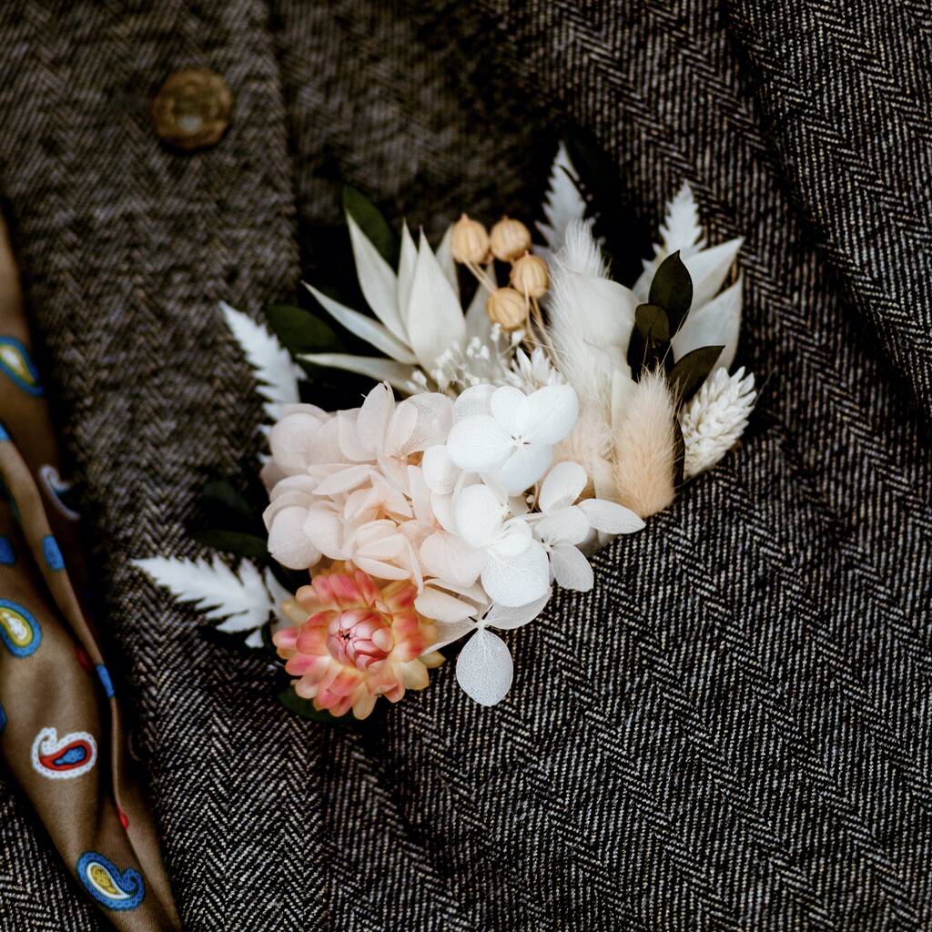 Pink Dried Pocket Flower Wedding Buttonhole Boutonniere By Luna And Wild