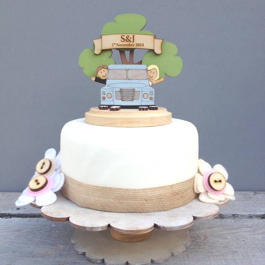 personalised land rover wedding cake topper by just
