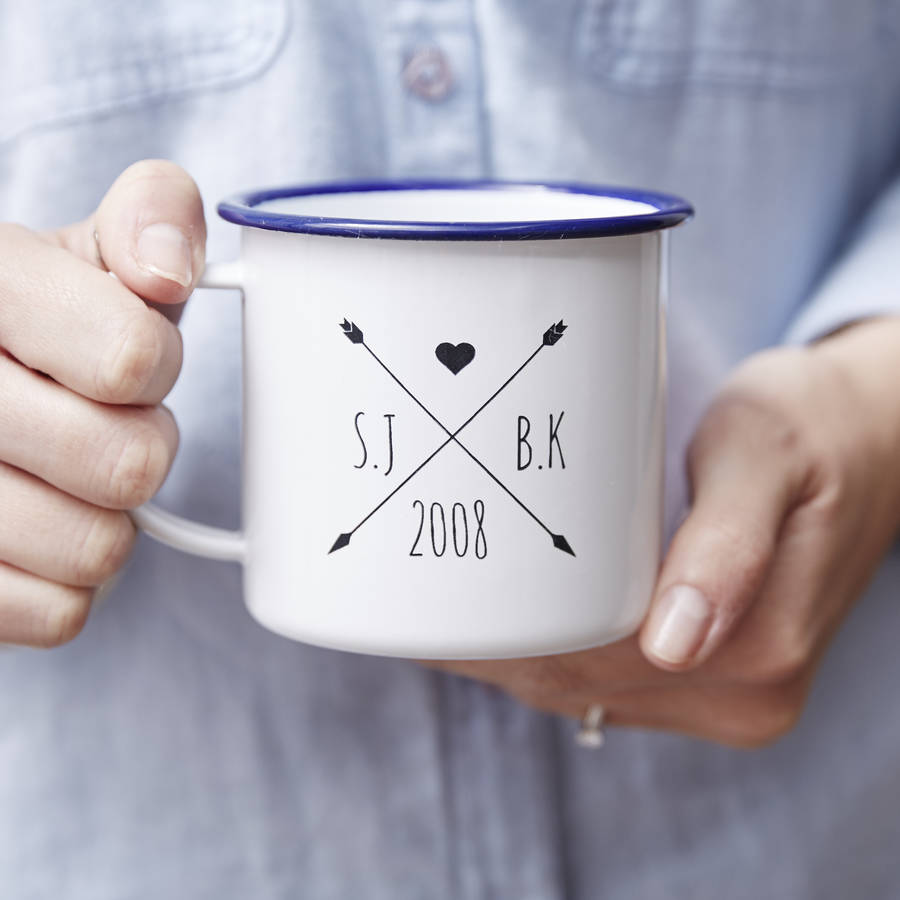 personalised enamel wedding mug by sophia victoria joy