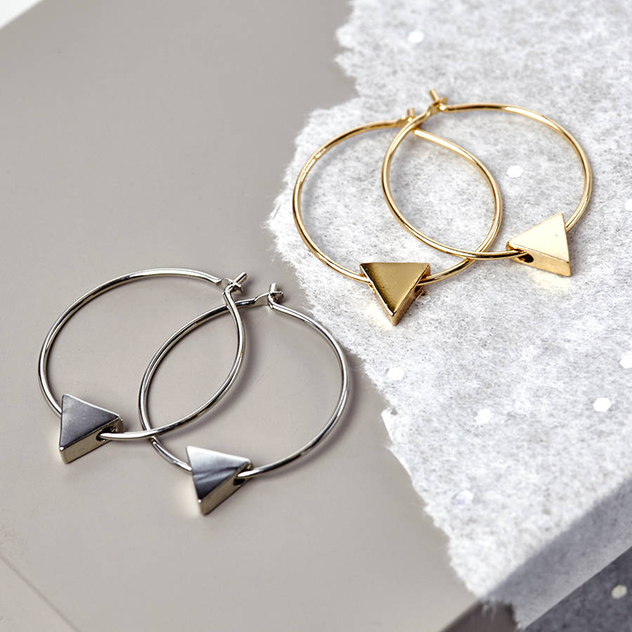 triangle hoop earrings by junk jewels