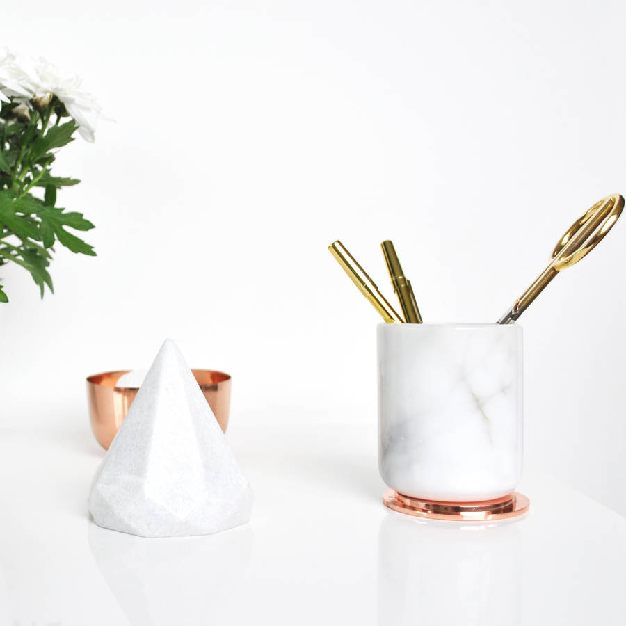marble jar with copper lid by skandidesign