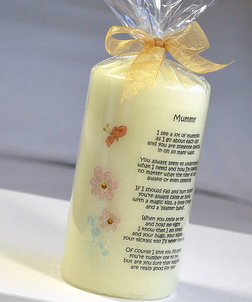 personalised candle for mummy by a touch of verse