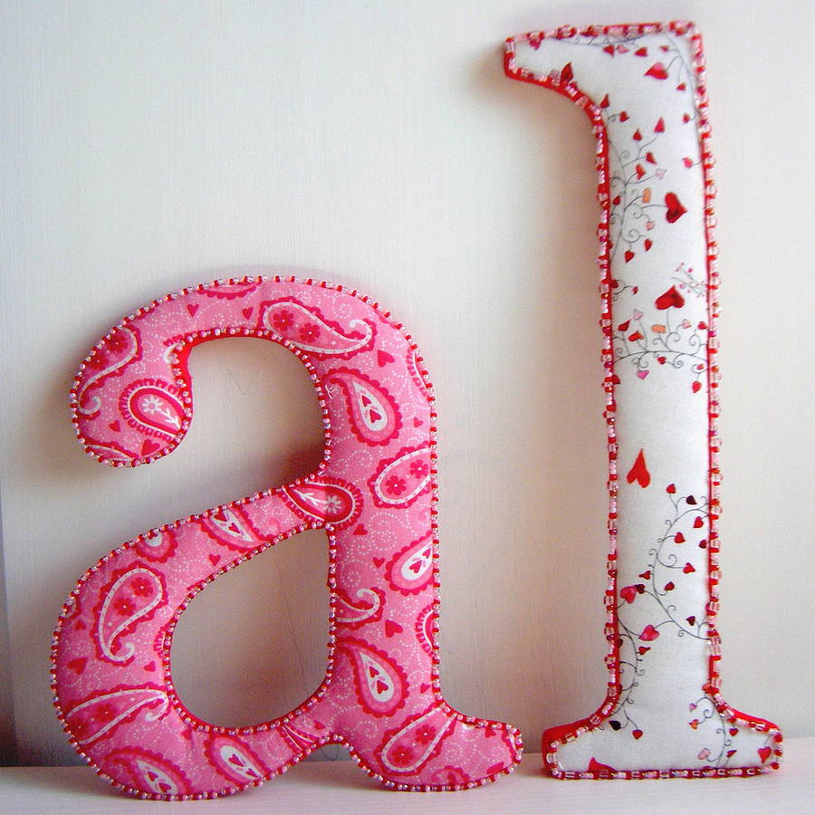 Fabric Covered Letters Fabric Covered Beaded Letter; Fabric Covered Letter ...