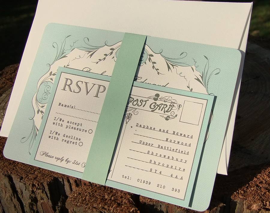Vintage wedding invitation and rsvp