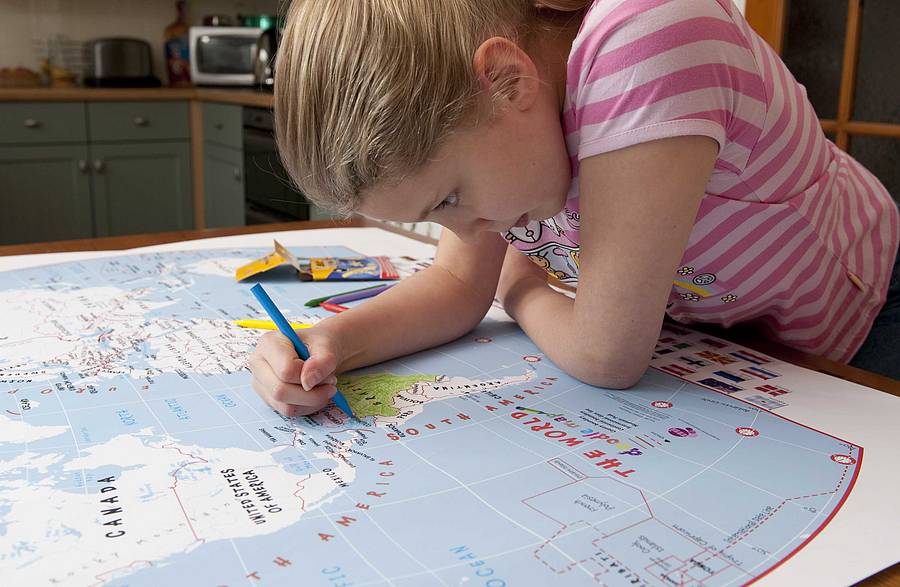doodle world map with crayons by maps international