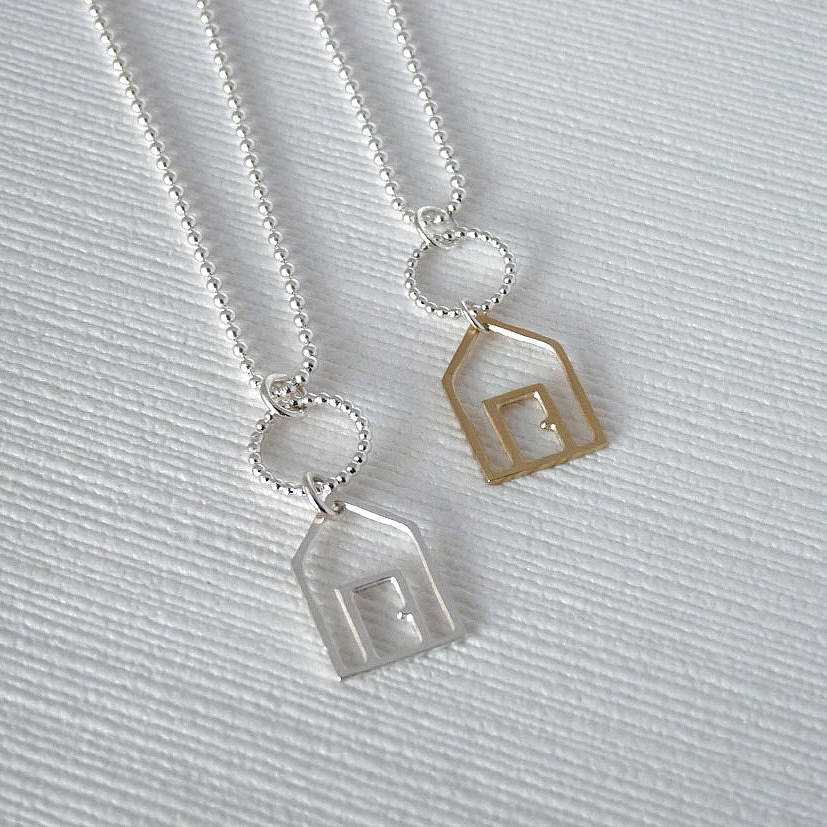 beach hut pendant necklace by kate wimbush jewellery