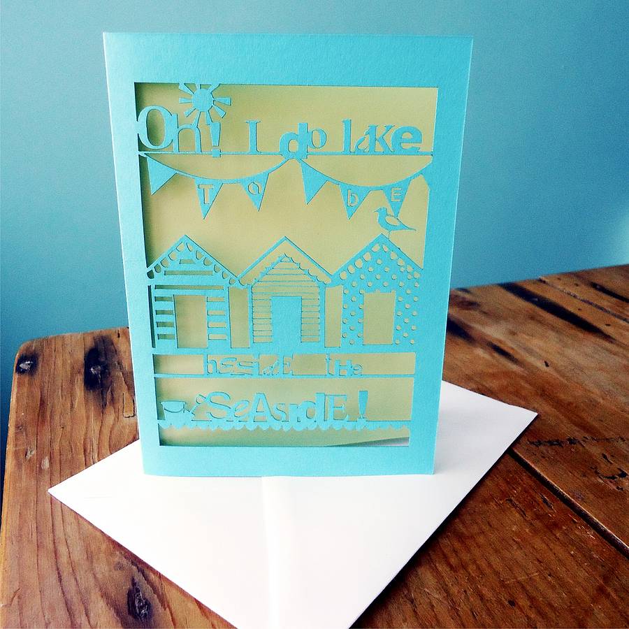 beside the seaside laser cut greetings card by pogofandango