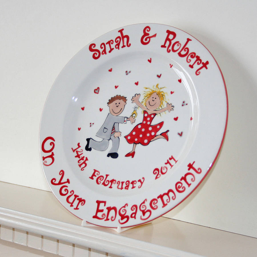 personalised engagement plate by sparkle ceramics