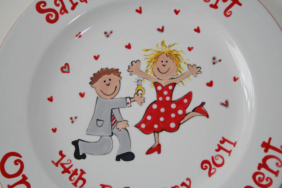 personalised engagement plate by sparkle ceramics