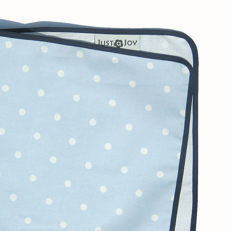 powder blue polka dot table cloth by just a joy