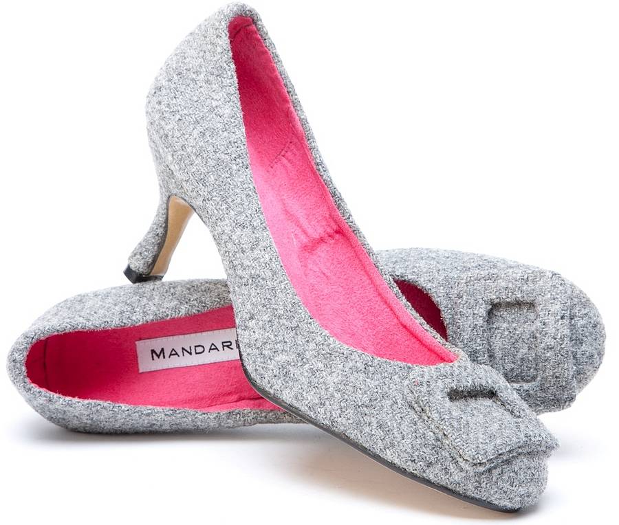 grey tweed court shoe by mandarina shoes