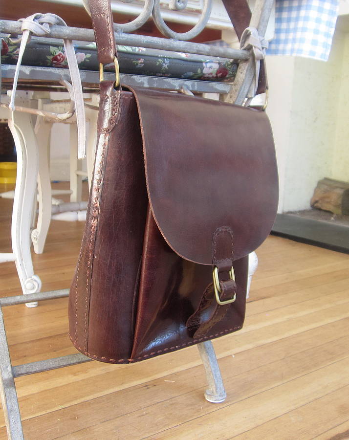 handmade leather messenger bag by the fairground