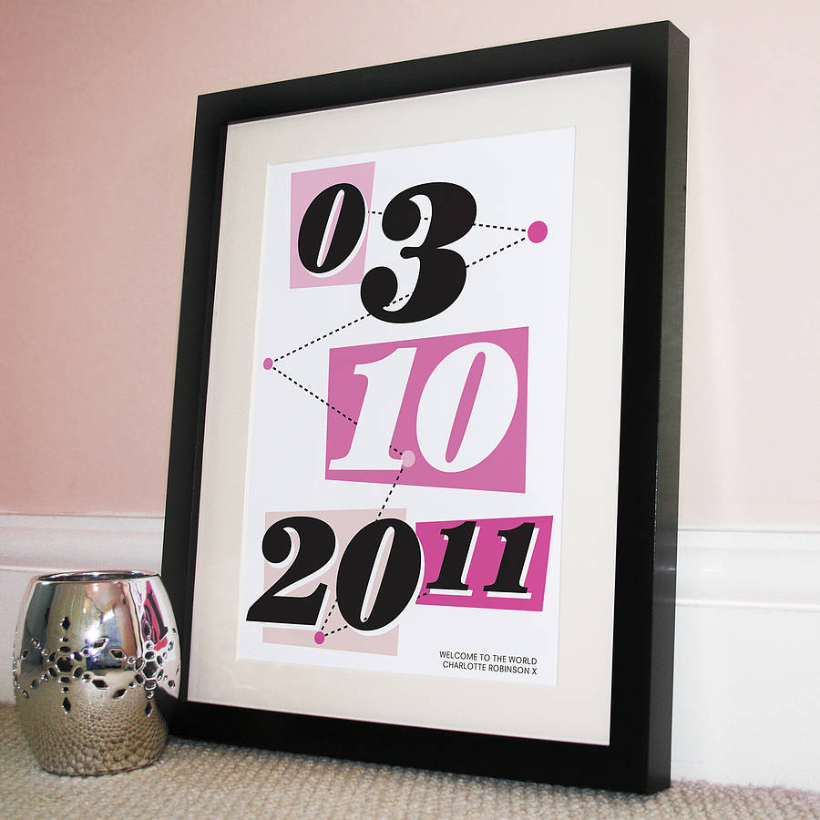 personalised memorable date retro print by firebird designs