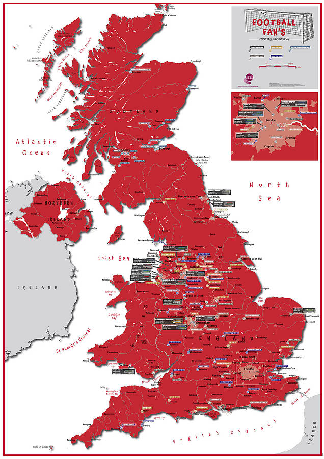 football fan's football grounds map by maps international