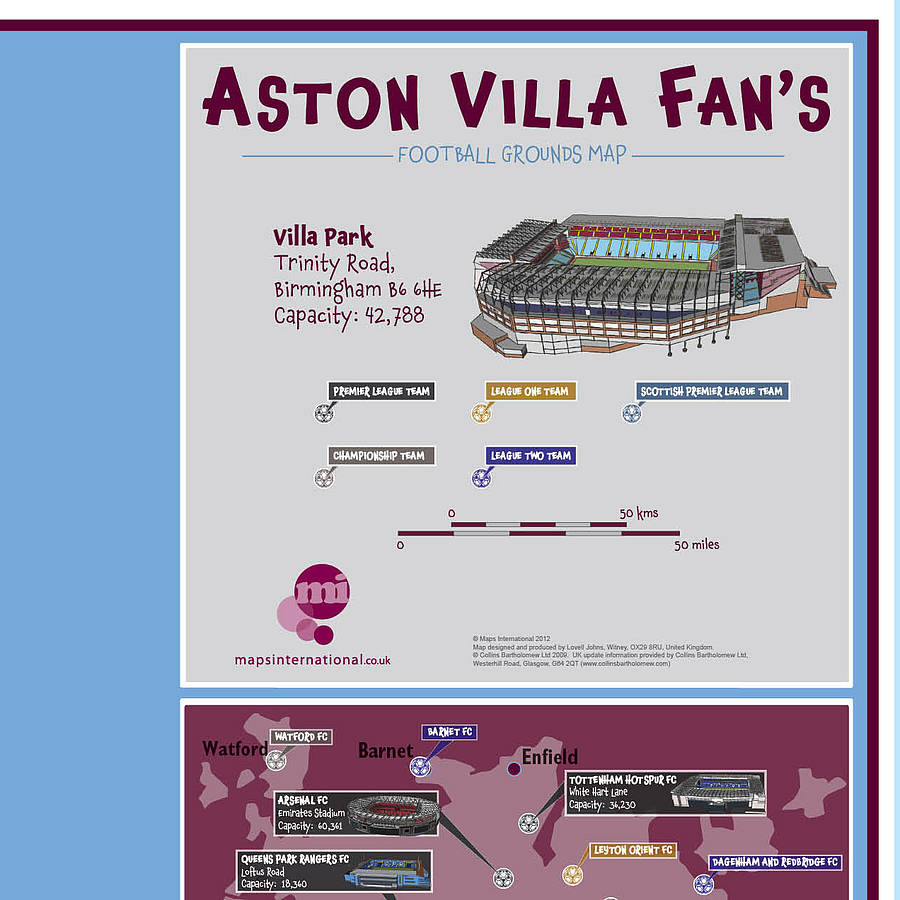 football fan's football grounds map by maps international
