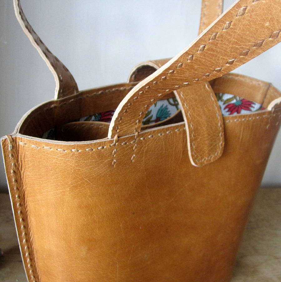 leather bucket bag by the fairground