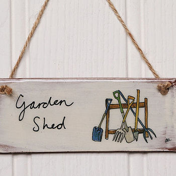 > ALICE SHIELDS CERAMICS > HANDMADE 'GARDEN SHED' EARTHENWARE SIGN