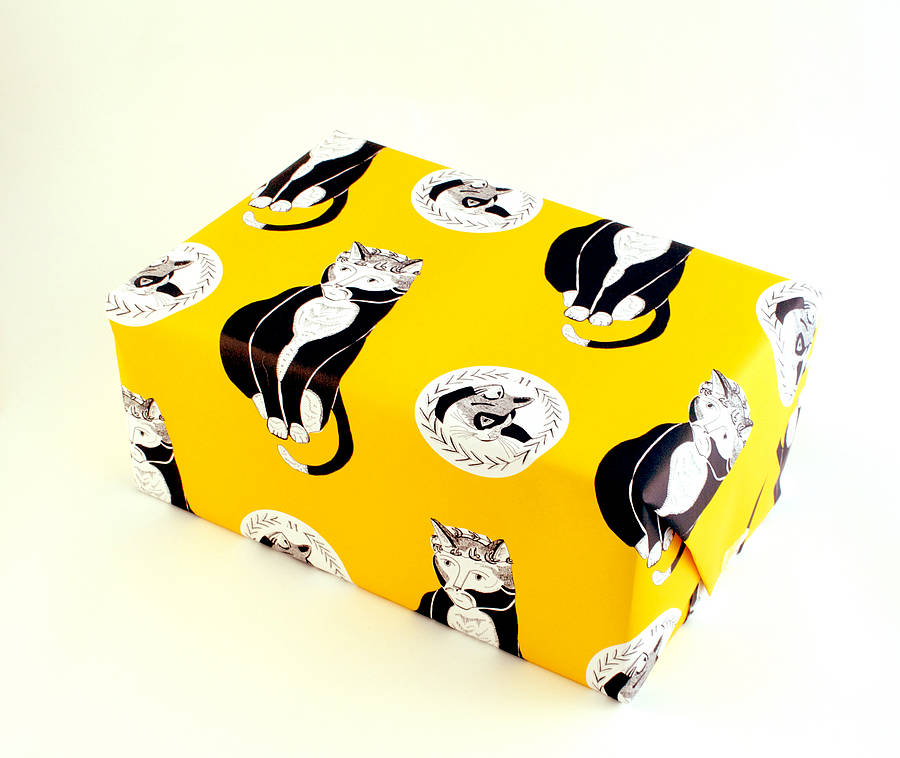 cat gift wrap by emily maude