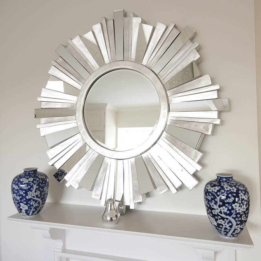 striking silver contemporary mirror by decorative mirrors online