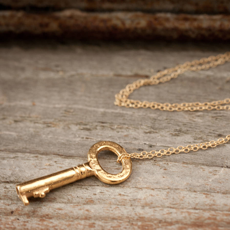 gold vintage inspired key necklace by cabbage white england