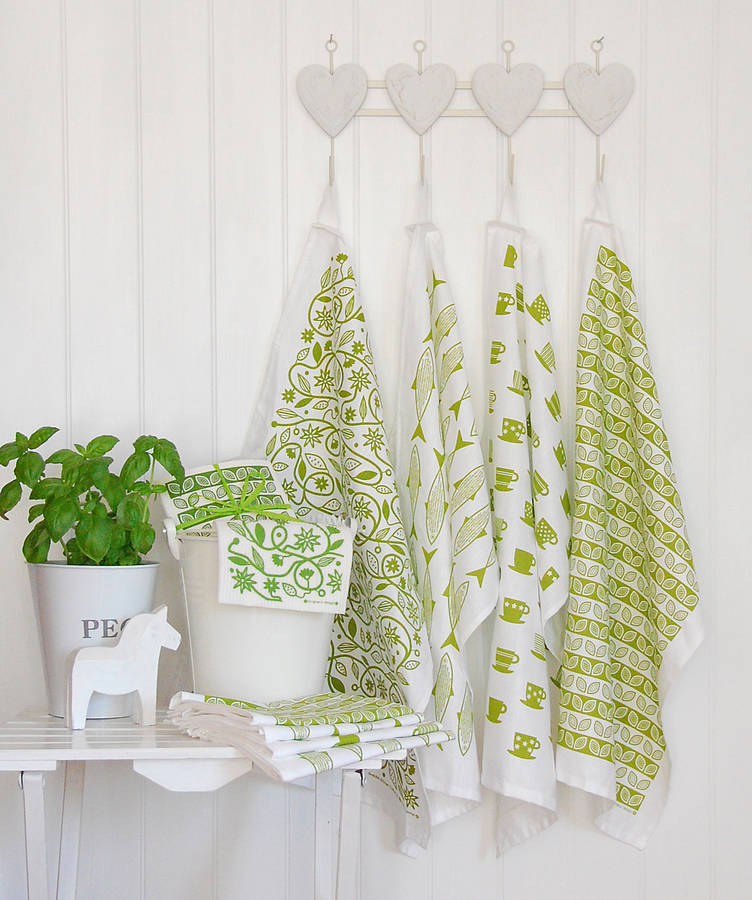 green tea towel and dishcloths bundle by jangneus