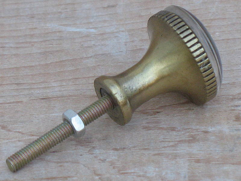 set of four brass and glass bird knobs by horsfall & wright