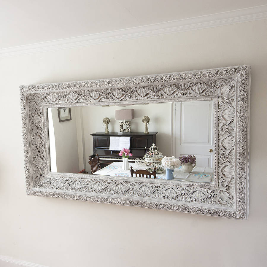carved white 'shabby chic' mirror by decorative mirrors ...