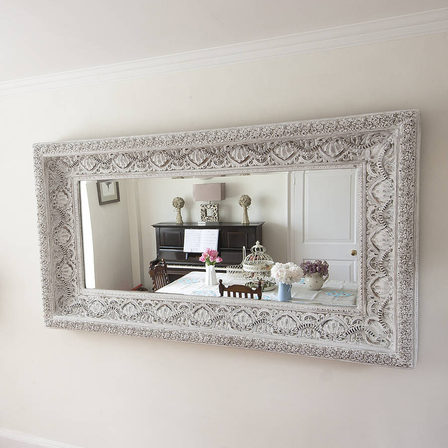 carved white 'shabby chic' mirror by decorative mirrors online