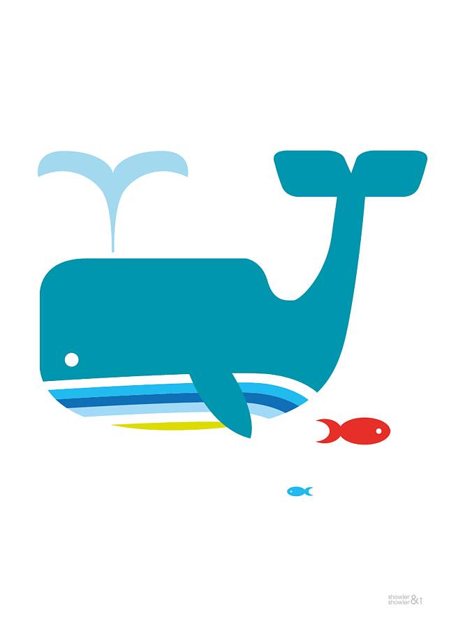 whale and fish art print by showler and showler | notonthehighstreet.com