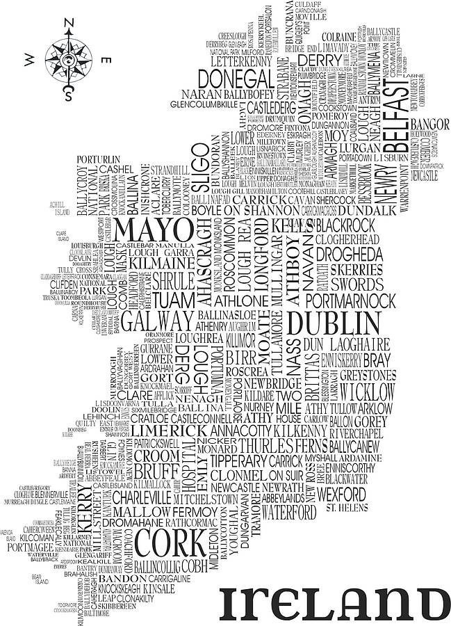 ireland map print by mcmurchie & mcmurchie