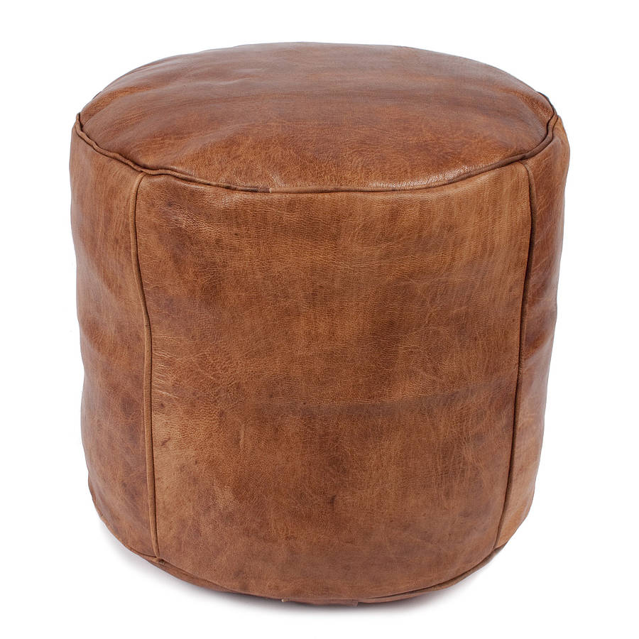 moroccan leather drum pouffe cover by bohemia