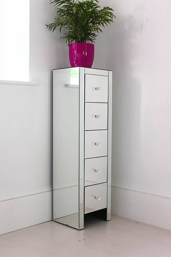 ultra thin mirrored tallboy chest by out there interiors