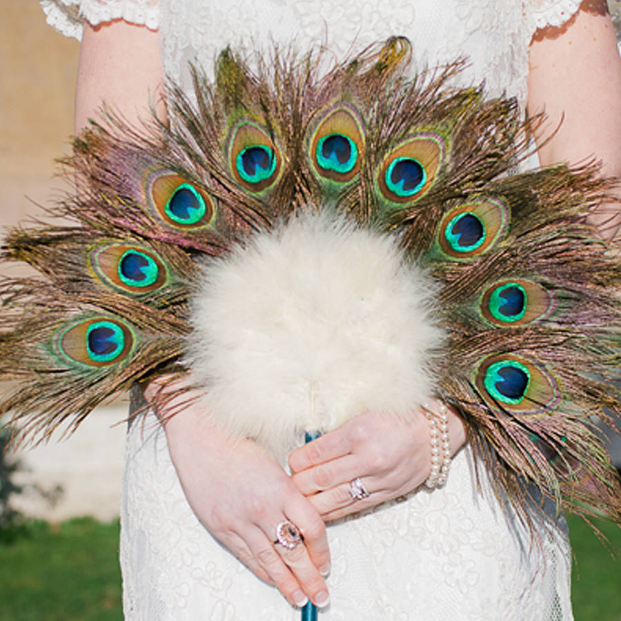 Elsie Bridal Peacock Feather Fan By Britten Weddings 