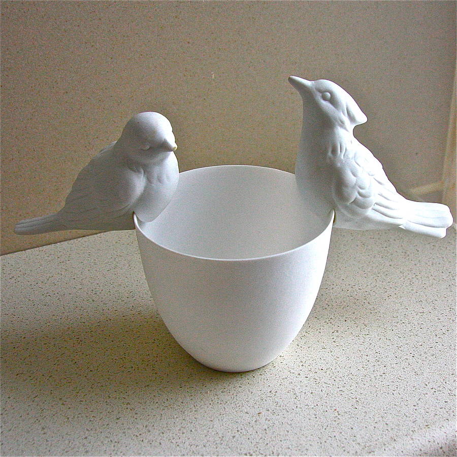 porcelain vase with two birds by london garden trading