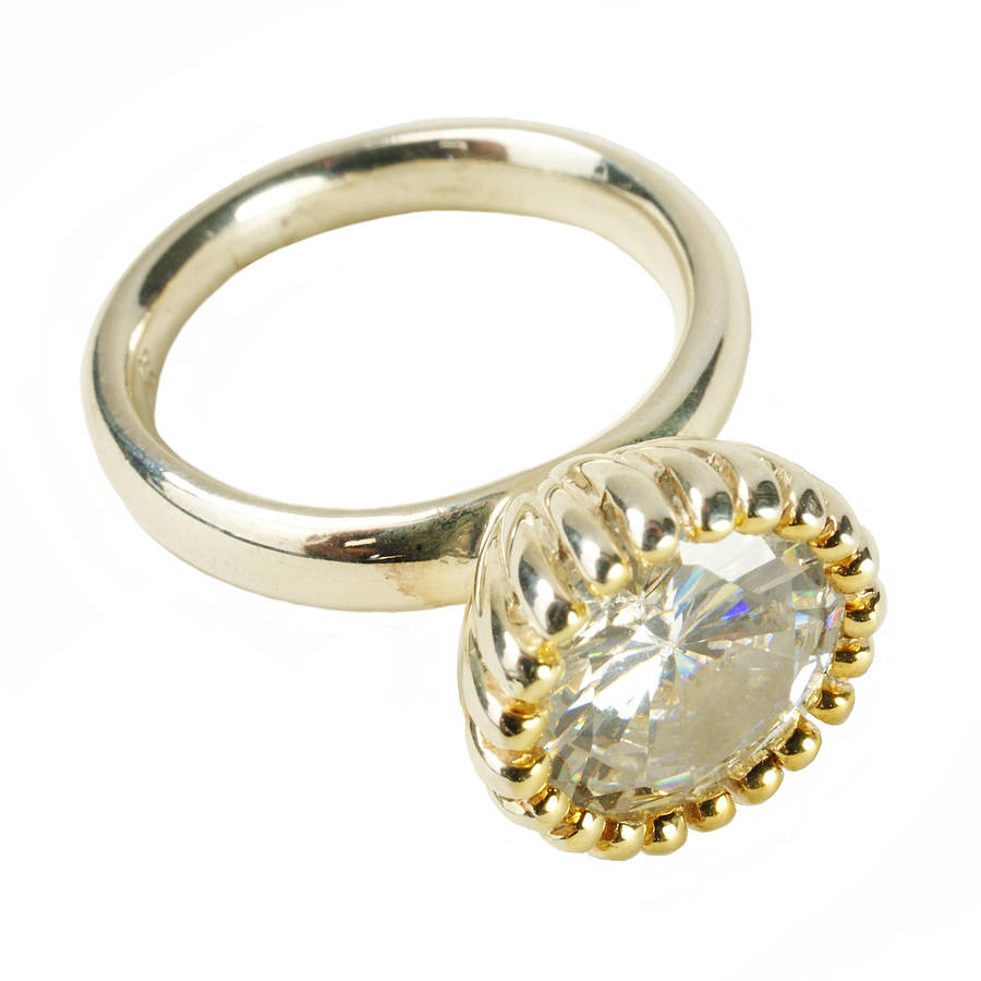 crystal and silver cupcake ring by flora bee