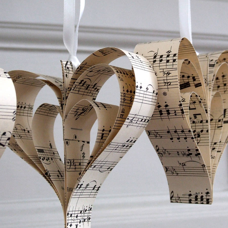 Handmade sheet music heart decoration by re:made ...