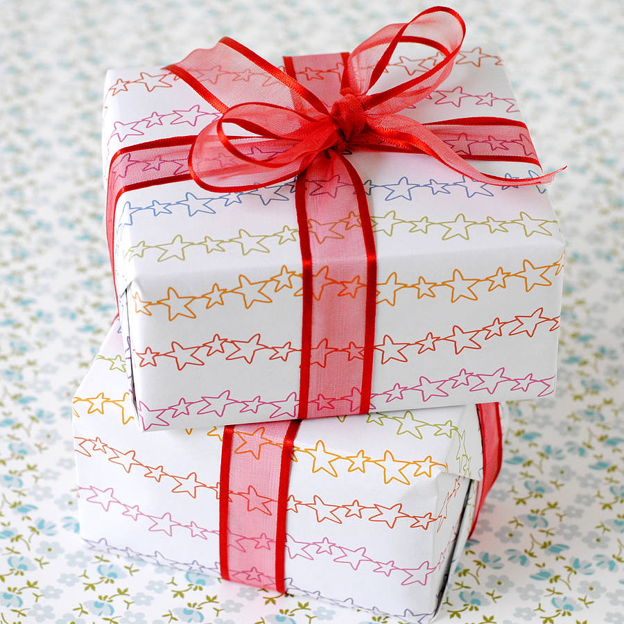 recycled rainbow stars wrapping paper set by the green gables | notonthehighstreet.com