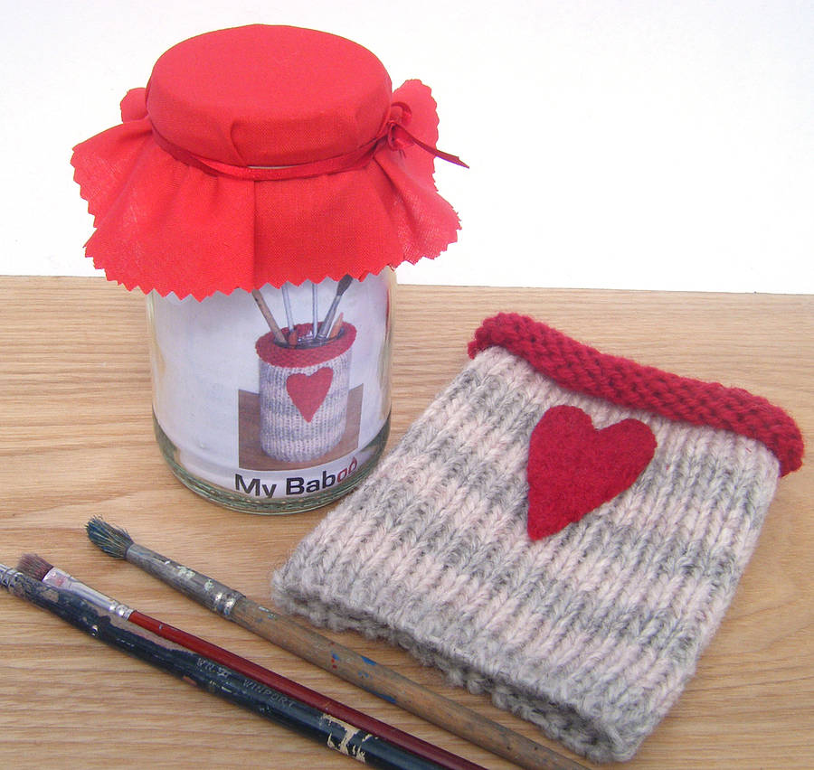 jam jar cover knitting kit by my baboo