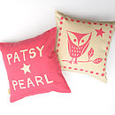 pink owl cushion