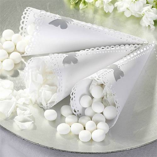 white butterfly confetti cones by beautiful day