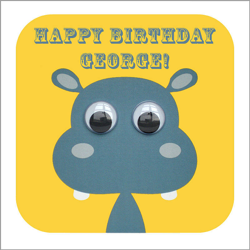 wobbly eyed hippo card by stripeycats