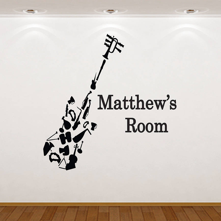 personalised musical instrument wall sticker by almo wall art
