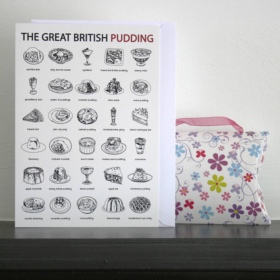 'the great british pudding' greetings card by edith & bob