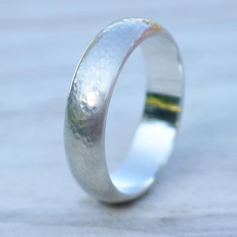men's hammered silver ring by lilia nash jewellery