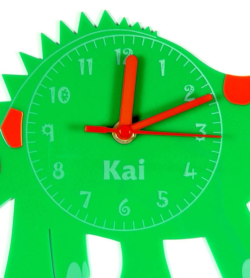 personalised dinosaur clock by laser made designs
