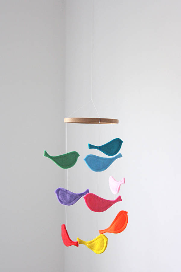 rainbow baby mobile birds by littlenestbox