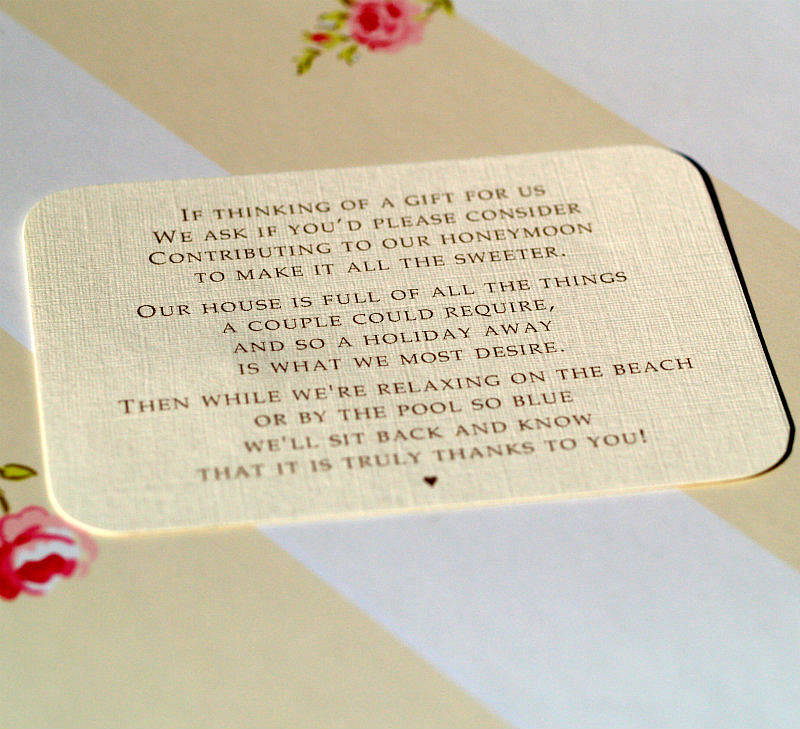 Wedding invitation wedding gift