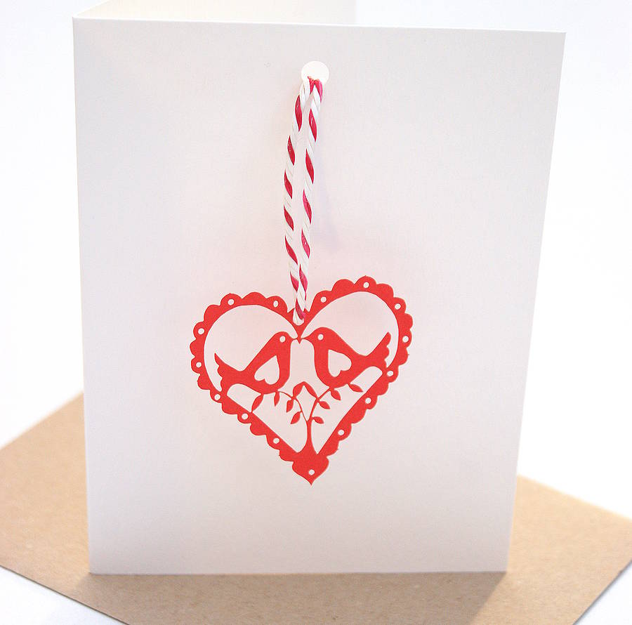 heart christmas laser cut decoration card by the hummingbird card